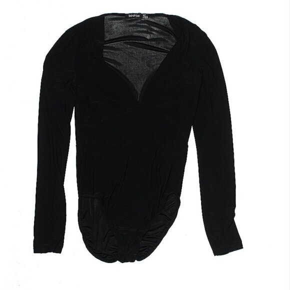 BOOHOO Black Long Sleeve Bodysuit Size 6 - Picture 1 of 2